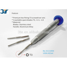 Optical Screwdrivers, Premium Hex Fitting T3 Screwdriver Sets